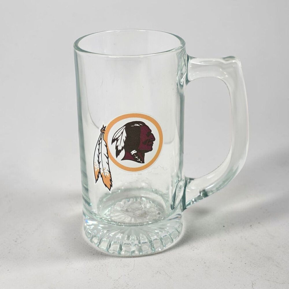 Washington Redskins NFL Glass Beer Mug Vintage Original Logo 12oz Collectible
